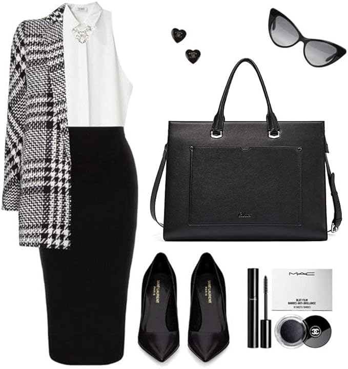 CLUCI Briefcase for Women Vegan Leather 15.6 Inch Laptop Bag Large Pocket Business Ladies Shoulder Bag