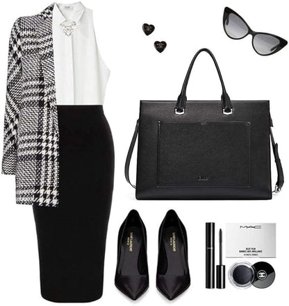 CLUCI Briefcase for Women Vegan Leather 15.6 Inch Laptop Bag Large Pocket Business Ladies Shoulder Bag