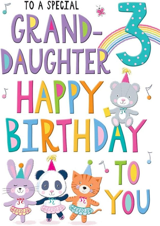 Regal Publishing Juvenile Birthday Card Age 3 Granddaughter - 9 x 6 inches -