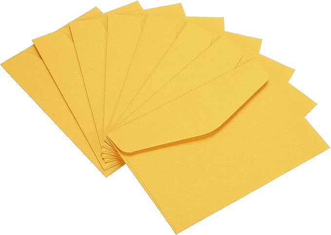 PATIKIL Mini Envelopes, 100 Pack Paper Blank Small Items Storage Business Card Holder for Greeting Note Party, Yellow