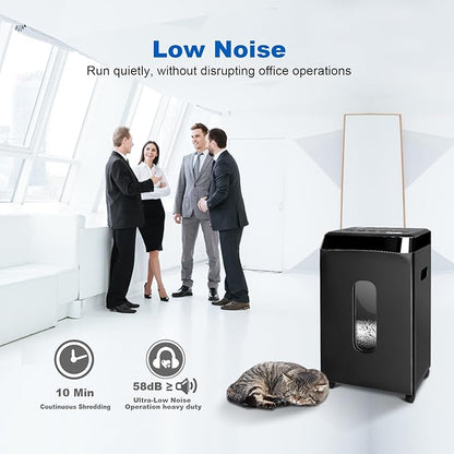 58dB Quiet P-4 Cross-Cut Paper Shredder for Home & Office Use | Fast 8-Sheet Feeding, 4 Gal Bin (LITE)