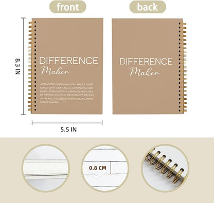 Difference Maker Gift, Difference Maker Definition Spiral Notebook Journal, Motivational Notebooks, Thank You Gifts for Women Men Teacher Coworkers, Hardcover Spiral Notebook 5.5x8.3(Brown)