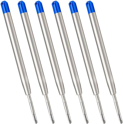 Blue Ink Refills (6pcs), Replaceable Ballpoint Pens Refills, 1mm Medium Tip - Blue