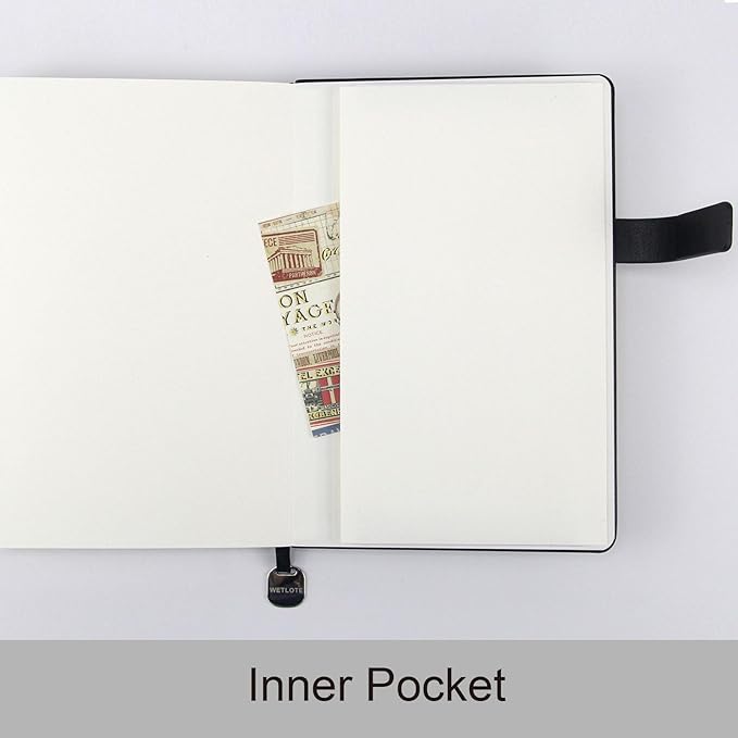 A5 Hard Cover Notebook with Pen Holder, Gold Edges & 180° Lay Flat - Large 5x8.25 Lined, Bookmark, Gift Box - Durable Journal for Office, Study, Travel - Writers, Students (Dark Green)