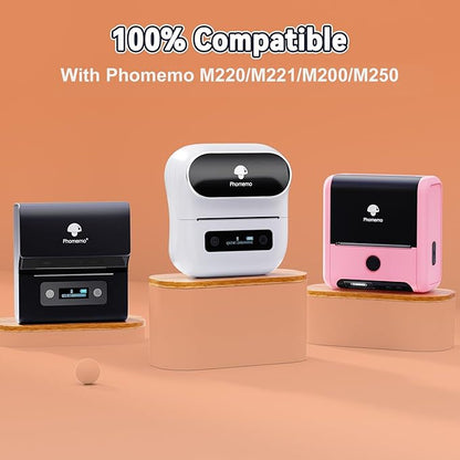 Phomemo Thermal Labels, Address Barcode Thermal Stickers for M220/M221/M200/M250 Label Printer Machine, 2.75"x1.57"(70x40mm),180 Labels/Roll, for Barcode/Address/Mailing/Logo,Black on White