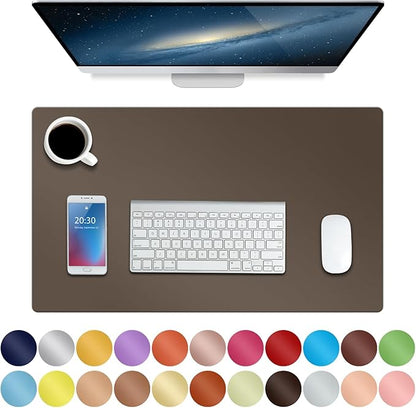 Boutilon Leather Desk Pad 24"x 14" Non-Slip Mouse Pad,Office Desk Mat,Waterprooft PU Leather Desk Blotter,Desk Pad Protector,Desk Writing Pad for Home Office Decor (S-Coffee)