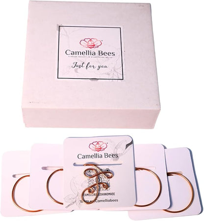 Personalized Initial Copper Bookmark, Set of 5, Handmade Copper Gift for Her, Him, Couple on Birthday, Wedding Anniversary, Alphabet Bookmark (F)