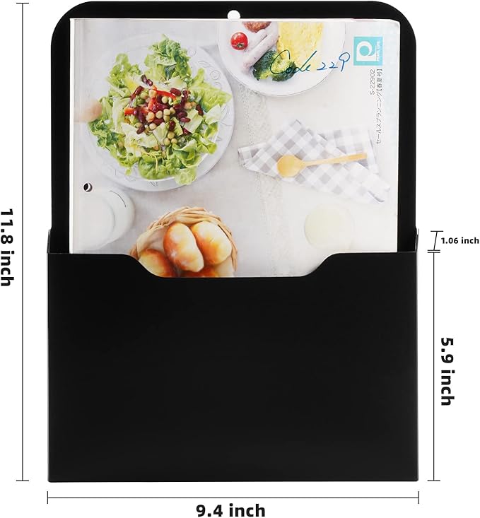 Black Magnetic File Holder - Magnetic Paper Holder, Pocket Organizer Office Supplies Storage