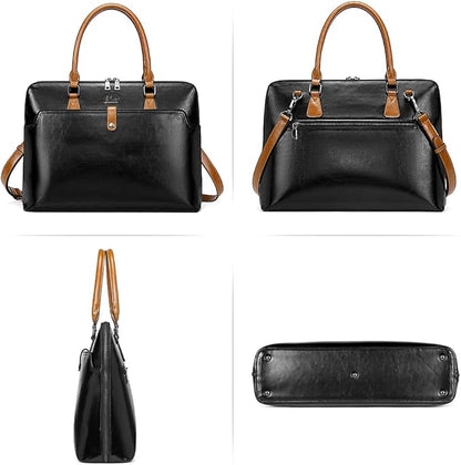 CLUCI Leather Briefcase for Women 15.6 Inch Laptop Business Vintage Slim Ladies Shoulder Bag
