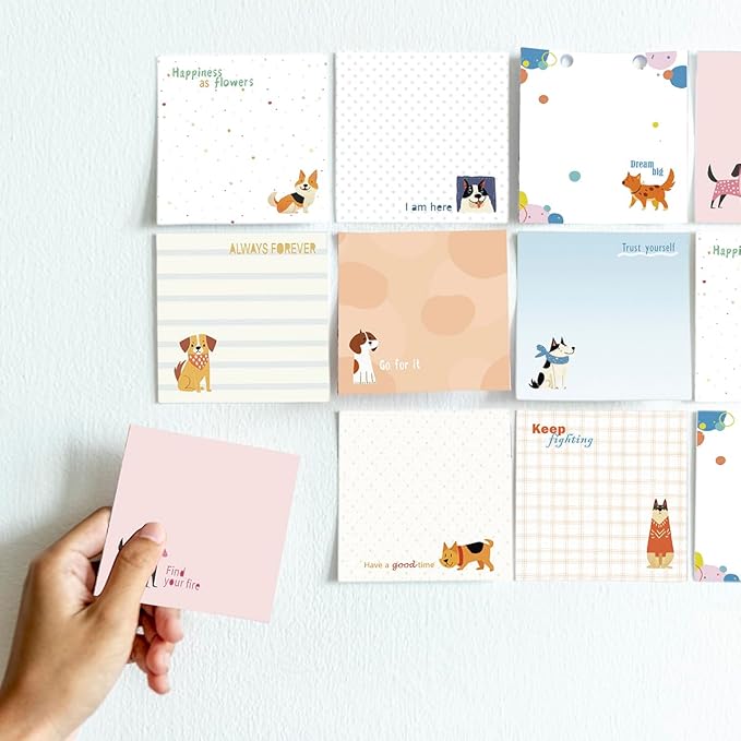 Post it Notes 3x3 Cute and Aesthetic Sticky Notes Planner Notepad - 450 Sheets - Desk Accessories for School, Office, and Home - Ideal Gifts for Teachers, Women, and Coworkers (Dog)