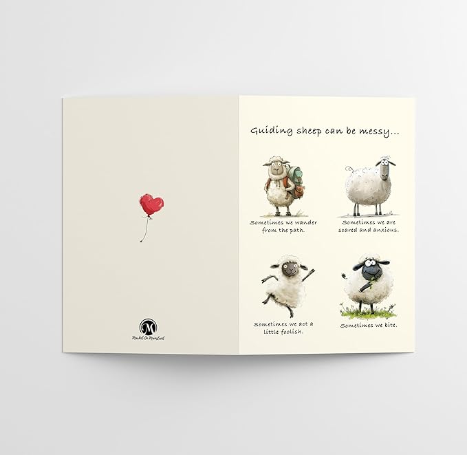 M Market On Mainstreet Pastor Cards, 5x7 inches, Single Card with Envelope, Made in USA (Sheep Appreciation)