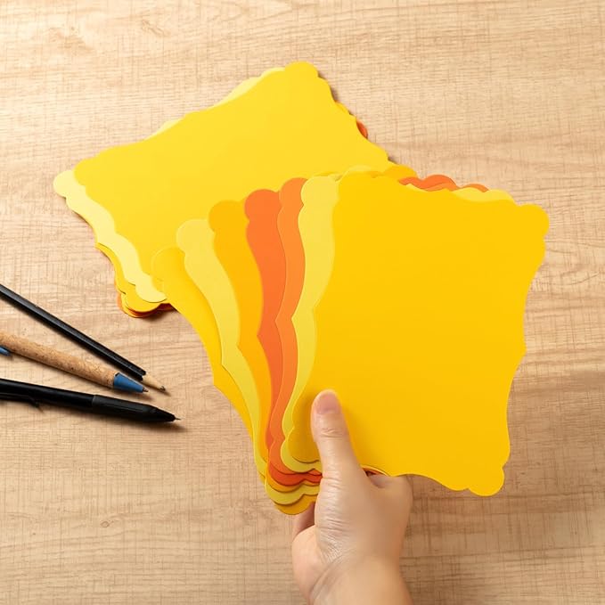 50 Pack Blank Kraft Cards Cardstock Thick Paper Brown Greeting Cards for DIY Gift Card Menus, Baby Shower and Wedding Invitations (Yellow, 5 Colors, 5x7IN)