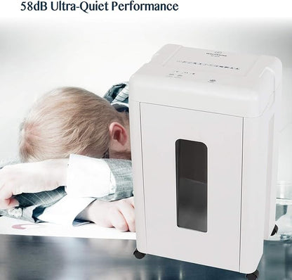 WOLVERINE 15-Sheet Super Micro Cut High Security Level P-5 Heavy Duty Paper/CD/Card Shredder for Home Office, Ultra Quiet by Manganese-Steel Cutter and 8 Gallons Pullout Waste Bin SD9520 (White ETL)