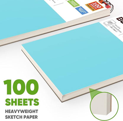 Soucolor 9" x 12" Sketch Book, 1-Pack 100 Sheets Spiral Bound Art Sketchbook, Acid Free (68lb/100gsm) Artist Drawing Book Paper Painting Sketching Pad for Kids Students Adults Beginners