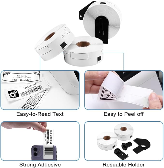 COLORWING 12 Rolls Replace Brother QL-800 Address Label DK-1201 (1.1" x 3.5") for QL-810W QL-710W Label Printer, Die-Cut 29mm x 90mm DK Label, Barcode & All Purpose Label, 1 Frame