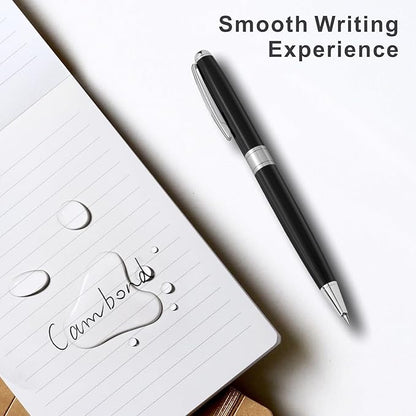 Cambond Black Pens Ballpoint Pens - Nice Pens Office Pens for Gift Business Men Police Flight Attendants Retractable Smooth Writing 1.0 mm Medium Point, 3 Pens with 3 Extra Refills (Black)