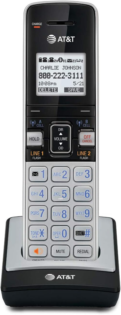 AT&T TL86003 Accessory Cordless Handset, Silver/Black | Requires AT&T TL86103 to Operate