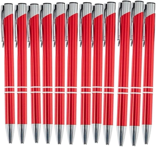 12 Pcs Stylish quality metal ballpoint Pens, Office and School stylus Ball Pen Advertising Luxury Quality, black ink, soft writing experience (Blue)