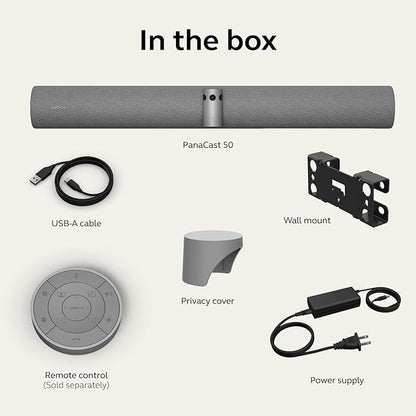 Jabra PanaCast 50 – Intelligent 180° Panoramic-4K Meeting Room Video Camera – Inclusive Video Conferencing Camera with Full Room Coverage, Easy to Set-Up Wide Angle Webcam with Microphones - Grey