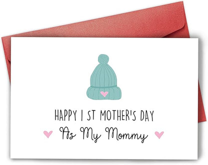 Funny 1st Mothers Day Card for Daughter Wife, Cute First Mothers Card from Baby Toddler, New Mom Card, Happy 1st Mothers Day Card As Mummy Card
