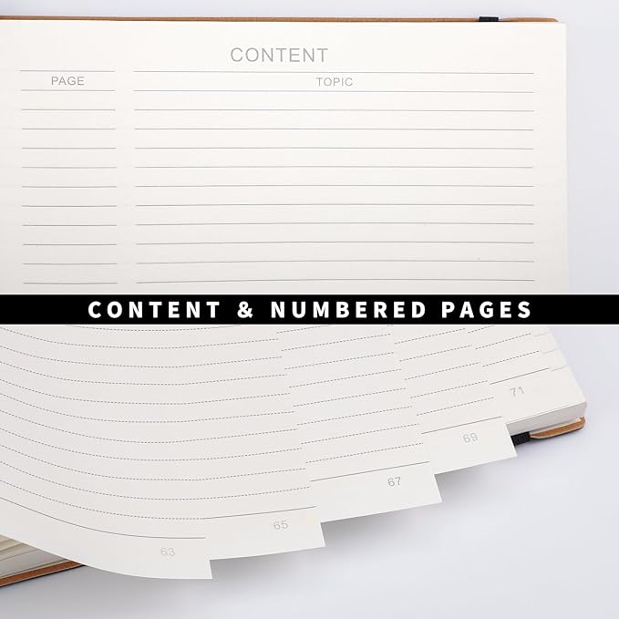 RETTACY Journaling Notebooks, B5 Lined Journal Notebook with 320 Numbered Pages, 7.6" × 10", Medium, Journal Notebook for Writing, Work, School, Leather Softcover, 100 GSM Thick Paper (Blue-gray)