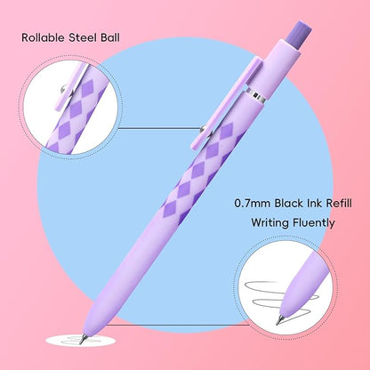 Gel Pens, 5 Pcs Medium Point Smooth Writing Pens Cute Pens for Women, High-End Series 0.7mm Black Ink Pens for Journaling Note Taking, School Office Supplies (5 Pcs Geometric Aurora)