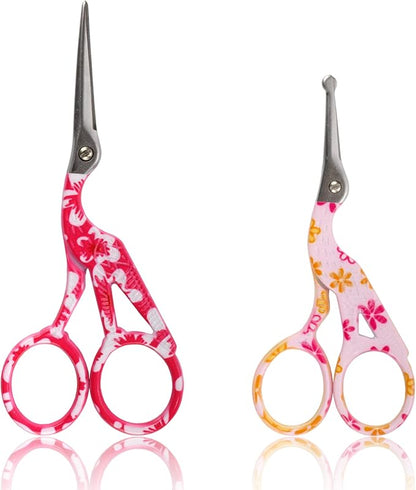 Stork Bird Rounded Safety Tip Embroidery Craft Stainless Steel Crane Scissors - Assortment B - 20 Pairs