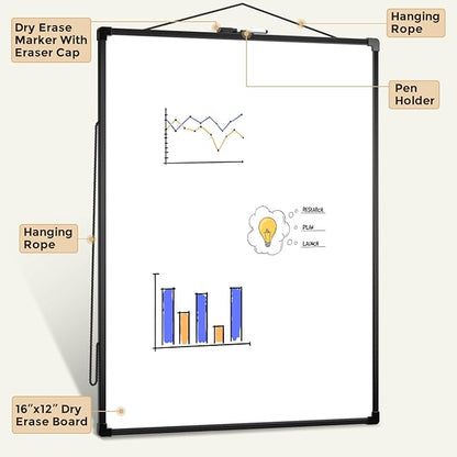 MaxGear White Board for Wall 24" x 18", Double Sided Dry Erase Board, Magnetic White Board Hanging Whiteboard for Home, School, Office, Black Frame