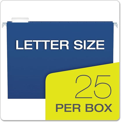 Pendaflex Recycled Hanging Folders, Letter Size, Navy, 1/5 Cut, 25/BX (81615EE)