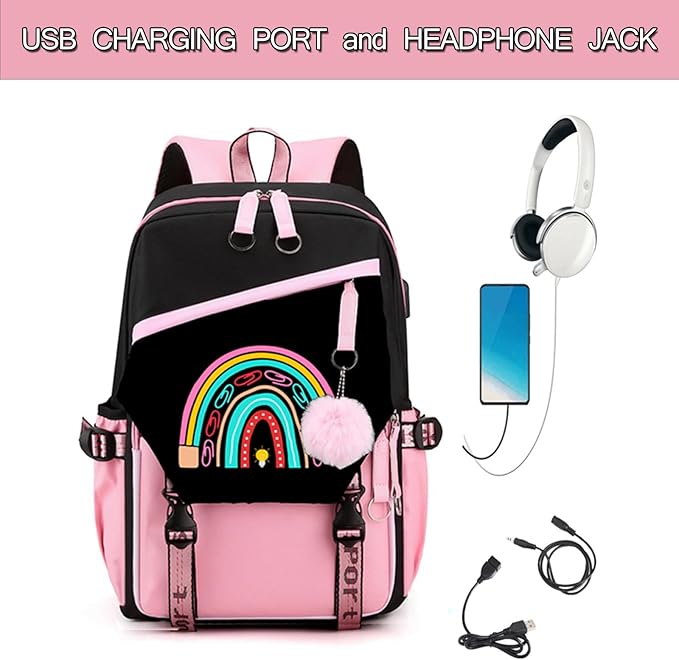 Teacher Backpack for Women, 16.5 Inch Laptop Backpack With USB Charging Port Large Capacity Travel Backpack,Waterproof Carry on Work Bags,Pink