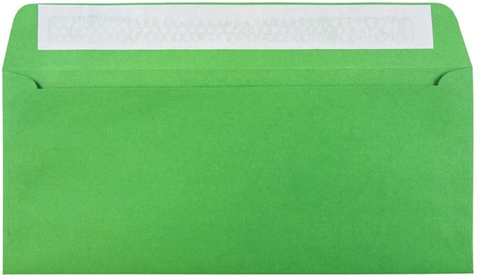 JAM PAPER #10 Business Colored Envelopes with Peel and Seal Closure - 4 1/8 x 9 1/2 - Green Recycled - Bulk 1000/Carton