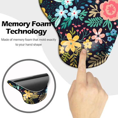 DOOKE Ergonomic Mouse Pad with Wrist Support,Mouse Pads with Non-Slip PU Base for Home Office Working Studying Easy Typing & Pain Relief Watercolor Floral
