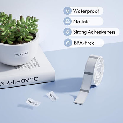 NIIMBOT Label Maker Tape for D11/D110/D101 Label Maker, 14 x 30 mm (0.55'' x 1.18'')-210 Tapes/Roll for Home Office Labeling Tape Replacement, Clear