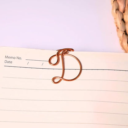 Personalized Initial Copper Bookmark, Set of 5, Handmade Copper Gift for Her, Him, Couple on Birthday, Wedding Anniversary, Alphabet Bookmark (D)