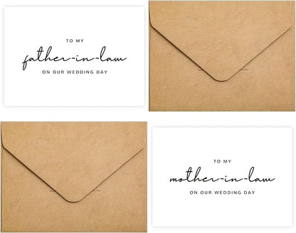 Set of 2 Parents In-Law Wedding Cards - To My Father & Mother In-Law On Our Wedding Day