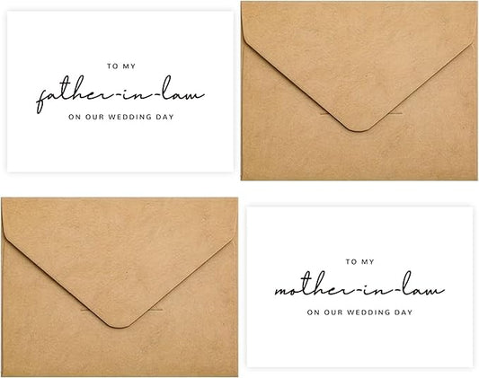 Set of 2 Parents In-Law Wedding Cards - To My Father & Mother In-Law On Our Wedding Day
