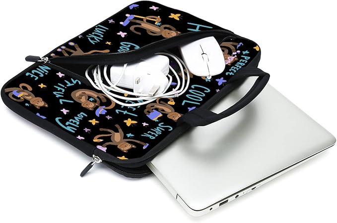 11.6" 12.2 inches Laptop Sleeve Chromebook Case Ultrabook Case Notebook Sleeve Tablet Case Neoprene Handle Sleeve for Men Women, Two Pockets Fit Apple MacBook Air Samsung Acer HP DELL(Monkey)