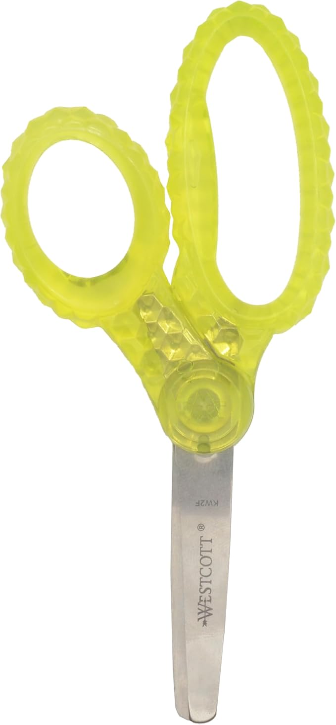Westcott 5" GEM Crystal-Design Safety Scissors 12pk, Blunt-Tip for Kids Aged 4-7 - Scissors for School, Craft, Home, DIY, Classroom - Assorted Colors