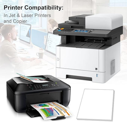 OausTect Full Page Labels 8.5 X 11 Sticker Paper for Laser & Inkjet Printer Printable Permanent Adhesive Mailing Shipping Address Label, Matte White, 100 Sheets -100 Labels (8165/5165)