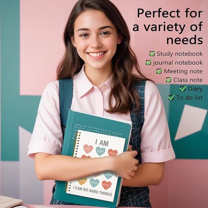 Smart Motivational Spiral Notebook, Inspirational Journal Notebook, Positive Affirmation Notebook Gifts for School, Inspirational Office Supplies Gifts for Women Kids 5.5x8.3 Inch