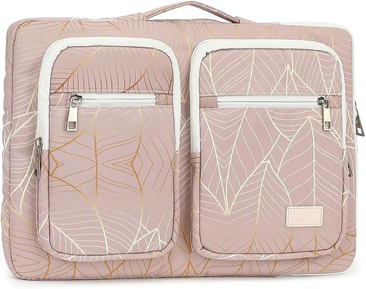 canvaslife 360° Protective Laptop Sleeve Case Bag with 4 Pockets for MacBook Pro 16 inch and 15 inch-15.6 inch Laptop (Golden leaf)