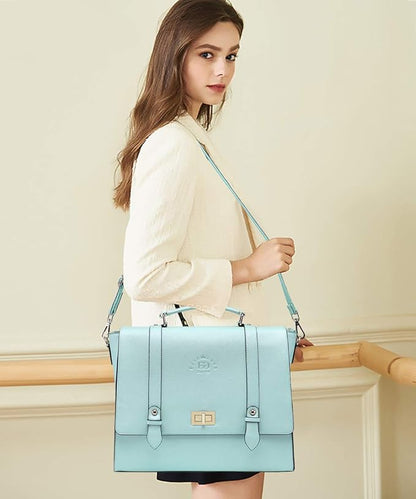 Laptop Briefcase for Women,15.6 Inch Work Tote Bag Trendy Computer Bag Business Satchel Purse with Professional Protection Padded Compartment for Work Travel,Mint