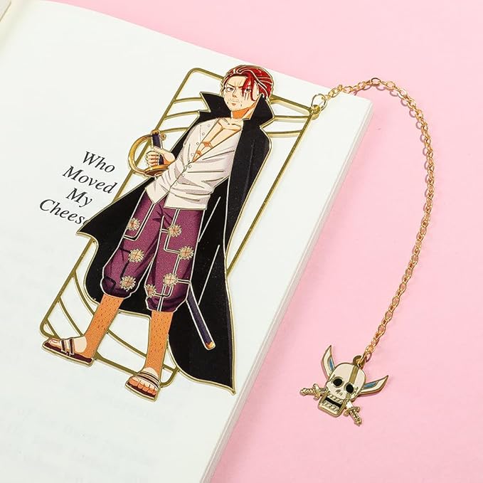 One Pieces Anime Luffy Shanks Uta Book Mark - Brass Metal Bookmark, Stationery School Supplies, Gift for Book Lover, Friends, Anime Fans Collection (Set-3)