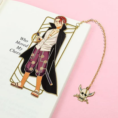 One Pieces Anime Luffy Shanks Uta Book Mark - Brass Metal Bookmark, Stationery School Supplies, Gift for Book Lover, Friends, Anime Fans Collection (Set-3)