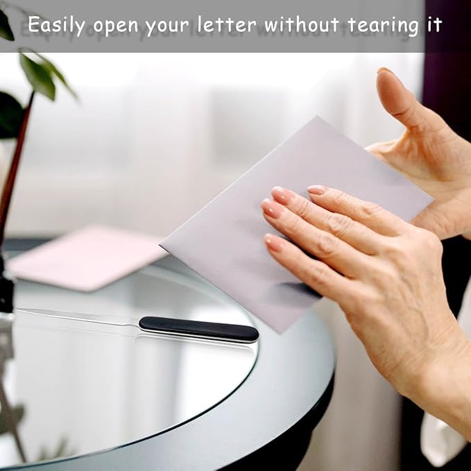 2Pcs Black Letter Opener Knife,Office Opener,Use Safety,Stainless Steel Envelope Openers,Slitters Letter Knives,Mail Slitters Letter Knives,Office Product,Letter Openers,Cutting and Measuring Devices