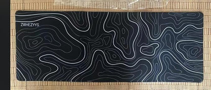 Abstract Topographic Map Black Mouse Pad Big Gaming Mouse Pad XXL Mousepad Large Keyboard Mat with Non-Slip Rubber Base Stitched Edges Mouse Mat Desk Pad for Gaming and Office