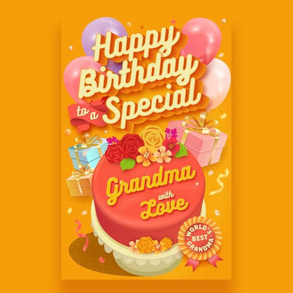 Prime Greetings Grandma Birthday Card, Made in America, Eco-Friendly, Thick Card Stock with Premium Envelope 5in x 7.75in, Packaged in Protective Mailer