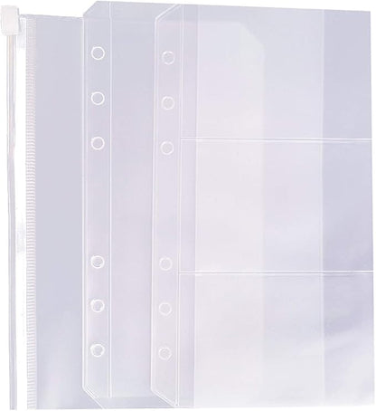 Chris.W A6 Refills Paper, 3 Pack 40 Sheets A6 Colorful Ruled Binder Paper, 3 Pcs Binder Pockets, 1 Page Marker - 6 Hole Notebook Inserts for 6 Ring Refillable A6 Binder Notebook Planner