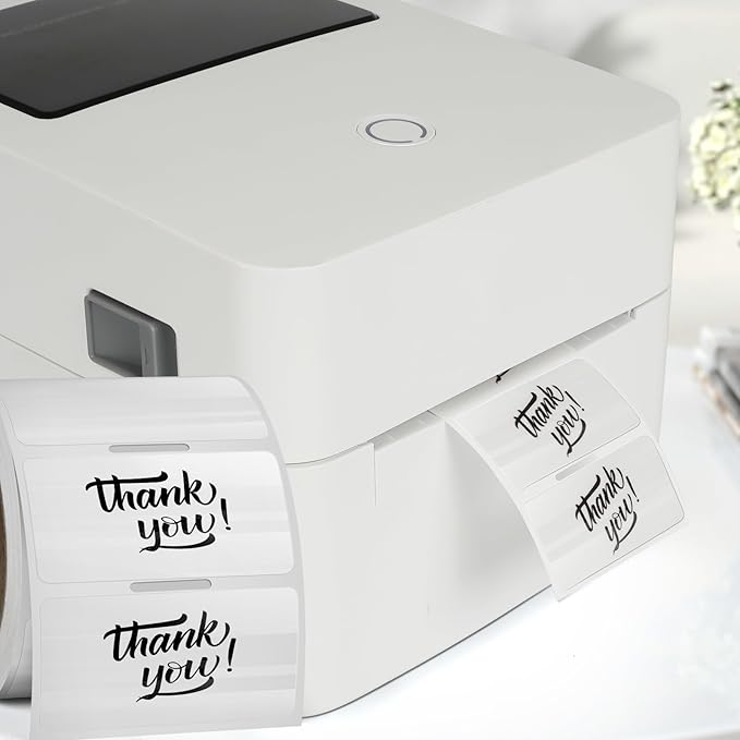 Transparent Thermal Labels 2 × 1 Inch Self Adhesive Printer Clear Stickers Vinyl Waterproof Roll Decals Rectangle Name Tag for Address Design DIY Logo Business 300 PCS