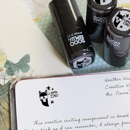 Llama Stamp / 2000 Plus Self Inking Teacher Cute Animal Reward Stamper / 9/16" Small Black Llama-zing Imprint Planner Worksheet Stamp